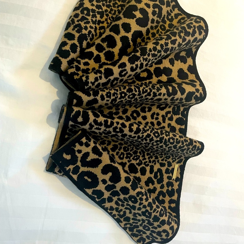 Michael Kors Leopard Print Muffler Scarf Dark Camel